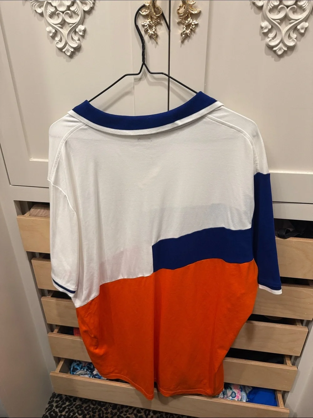 Polo by Ralph Lauren White, Blue & Orange Diagonal Colorblock Polo Shirt
